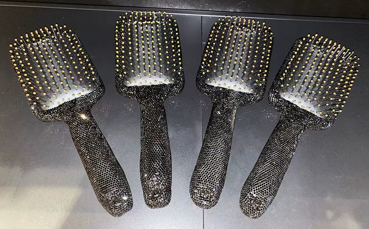Shiny Bling Bling Diamond Handheld Air Cushion Comb Scalp Massage Detangling Hair Brush Rhinestone Princess Hair Comb