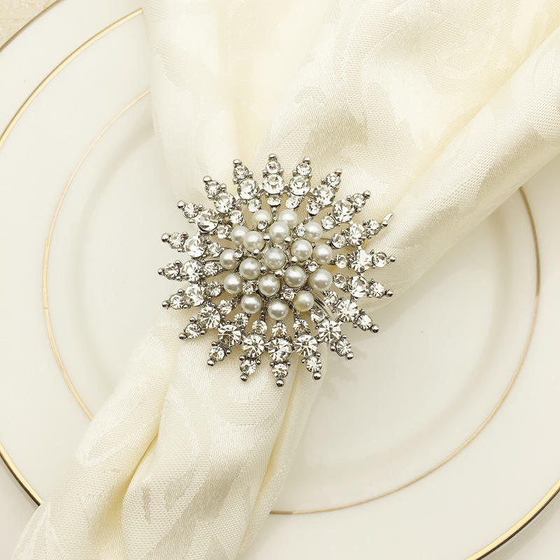 Elegant Pearl Napkin Ring Holders