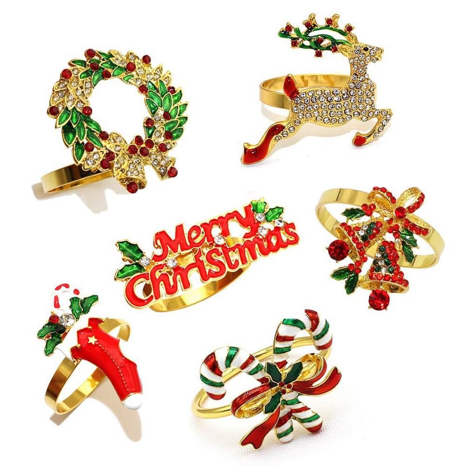 Multi-Color Crystal Christmas Tree Napkin Rings