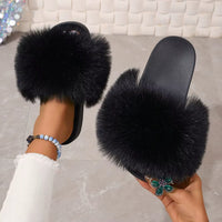Colorful Faux Fur Teddy Slides Cozy Women’s Slippers Indoor/Outdoor Slides