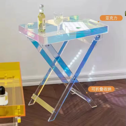 Portable Side Table Foldable Acrylic Table Colorful Coffee Table