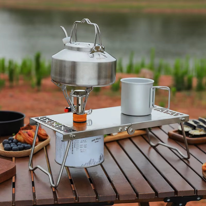 Folding Camping Table, Multi-Functional Stainless Steel Stackable Table, Folding Stove Stand Table for Outdoor Picnic