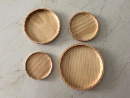 Modern round Bamboo and Wooden Sofa Cutlery Serving Breakfast Trays Factory Price 100Pcs MOQ for Party Occasions