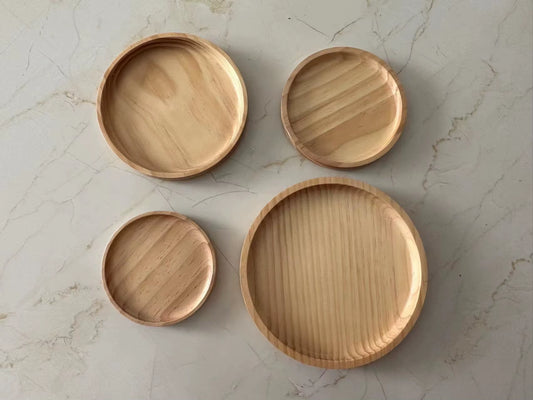 Modern round Bamboo and Wooden Sofa Cutlery Serving Breakfast Trays Factory Price 100Pcs MOQ for Party Occasions