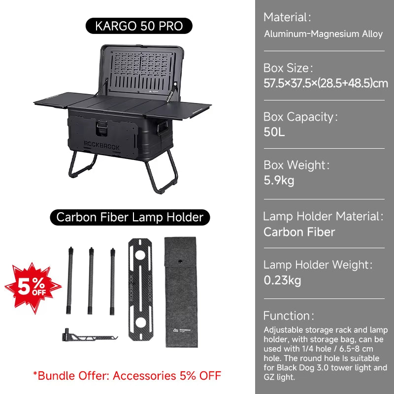 Foldable Black Aluminum Portable Multifunctional Outdoor Camping Table