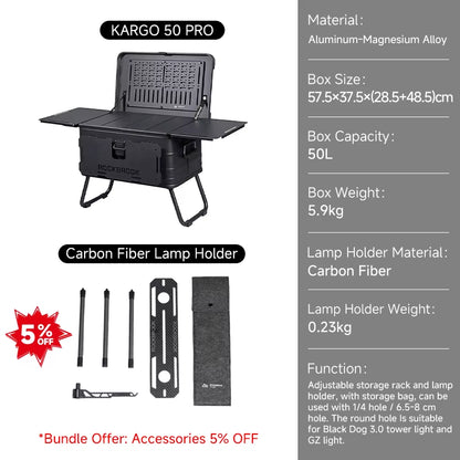 Foldable Black Aluminum Portable Multifunctional Outdoor Camping Table