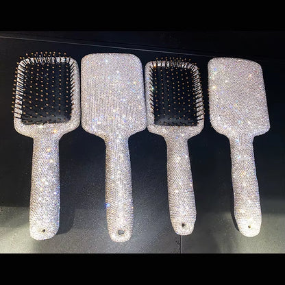 Shiny Bling Bling Diamond Handheld Air Cushion Comb Scalp Massage Detangling Hair Brush Rhinestone Princess Hair Comb