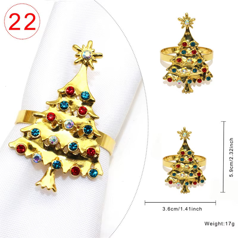 Elegant Gold Christmas Tree Napkin Rings
