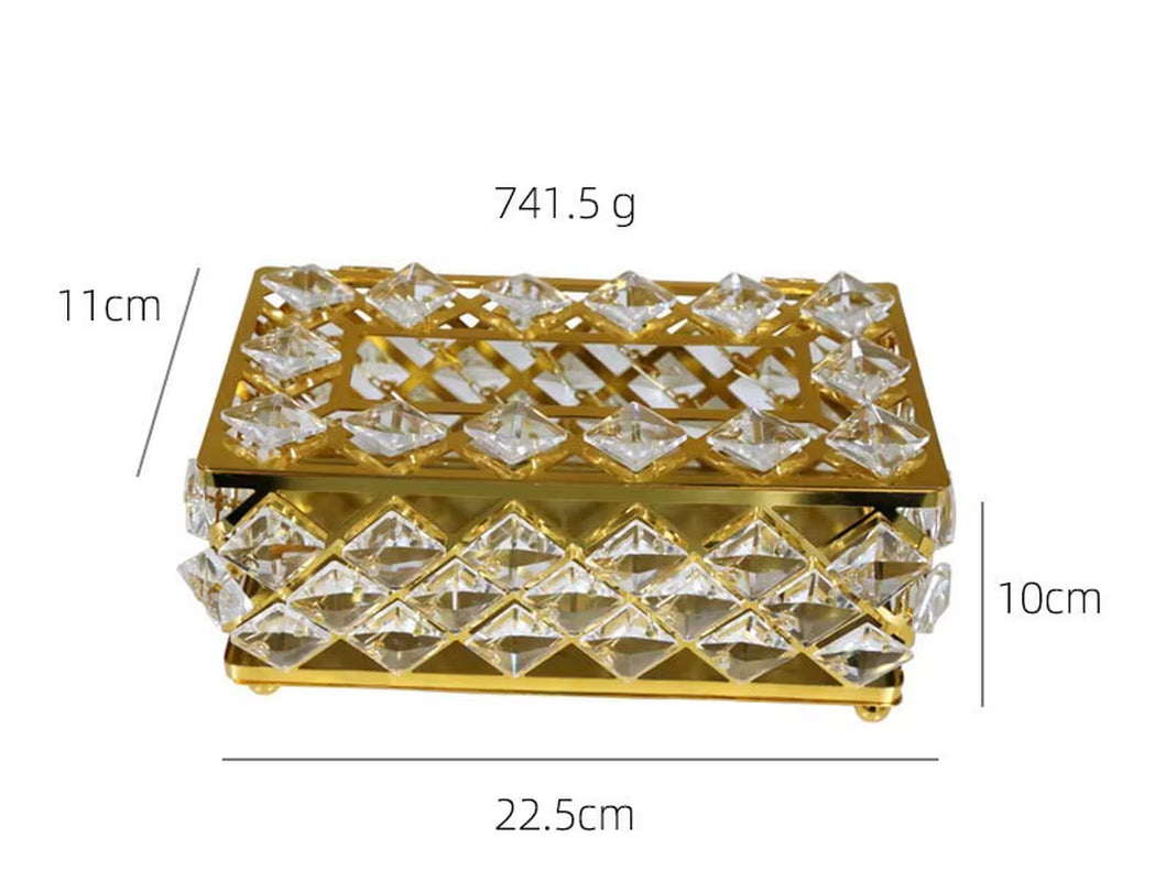 QIAN HU European Style Top Seller Fashion Tissue Box Crystal Rhinestones Home Decoration with Metal Material