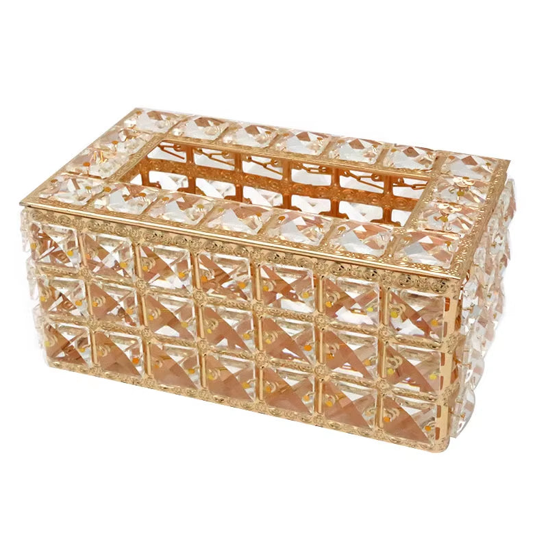 QIAN HU European Style Top Seller Fashion Tissue Box Crystal Rhinestones Home Decoration with Metal Material