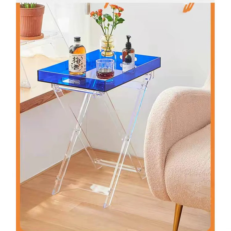 Portable Side Table Foldable Acrylic Table Colorful Coffee Table