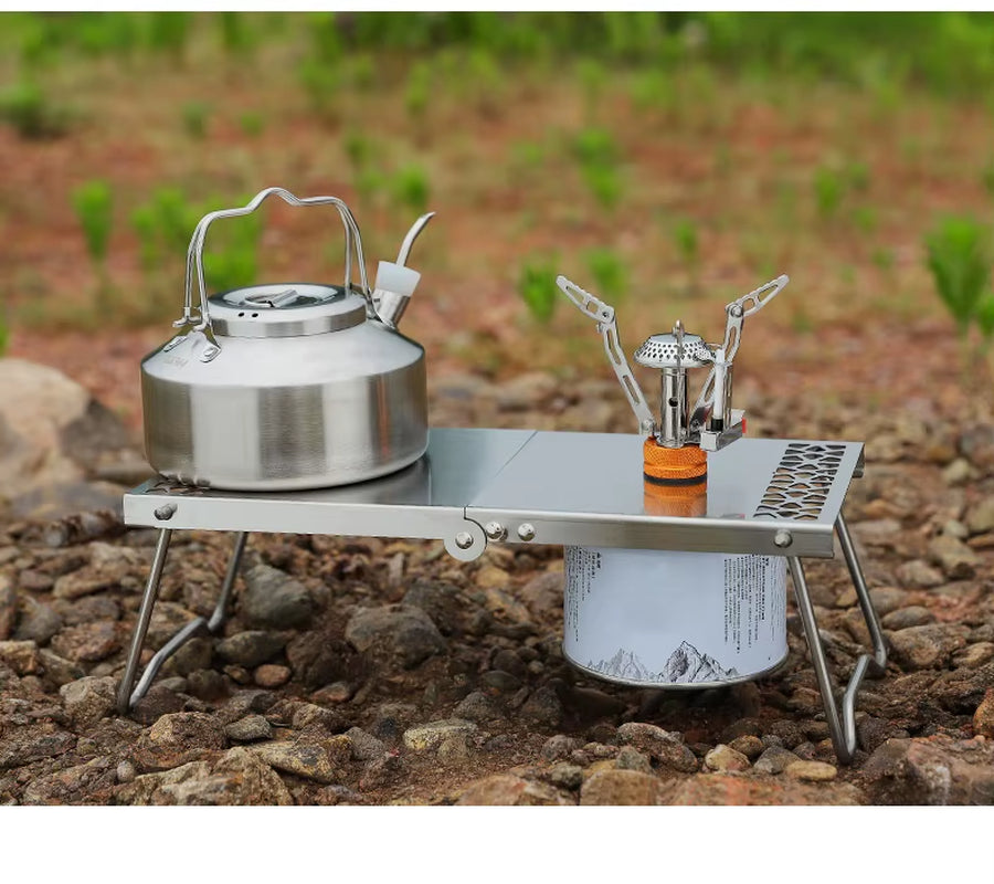 Folding Camping Table, Multi-Functional Stainless Steel Stackable Table, Folding Stove Stand Table for Outdoor Picnic