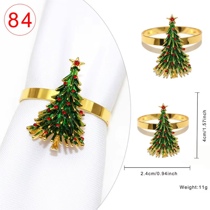 Elegant Gold Christmas Tree Napkin Rings