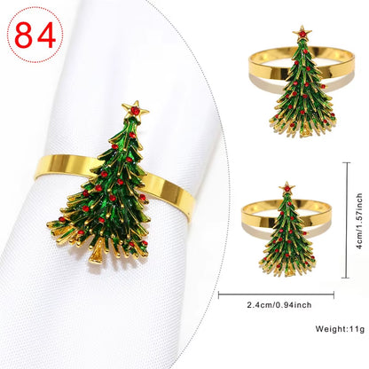 Elegant Gold Christmas Tree Napkin Rings