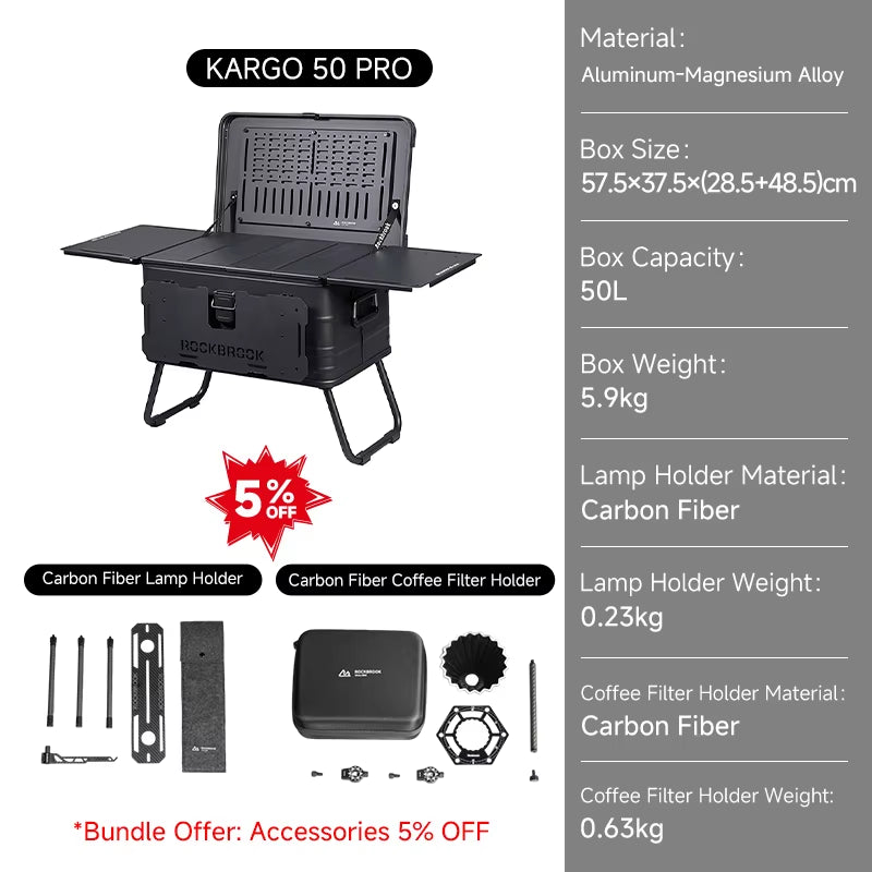 Foldable Black Aluminum Portable Multifunctional Outdoor Camping Table