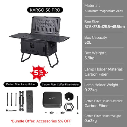 Foldable Black Aluminum Portable Multifunctional Outdoor Camping Table