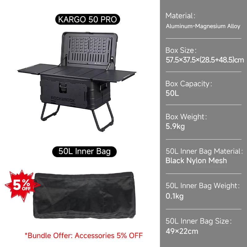 Foldable Black Aluminum Portable Multifunctional Outdoor Camping Table