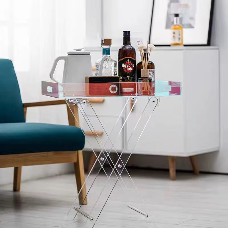 Portable Side Table Foldable Acrylic Table Colorful Coffee Table