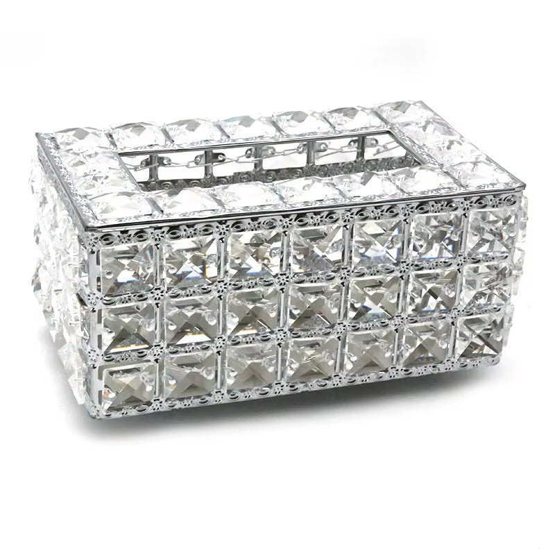 QIAN HU European Style Top Seller Fashion Tissue Box Crystal Rhinestones Home Decoration with Metal Material