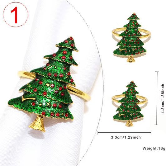 Elegant Gold Christmas Tree Napkin Rings