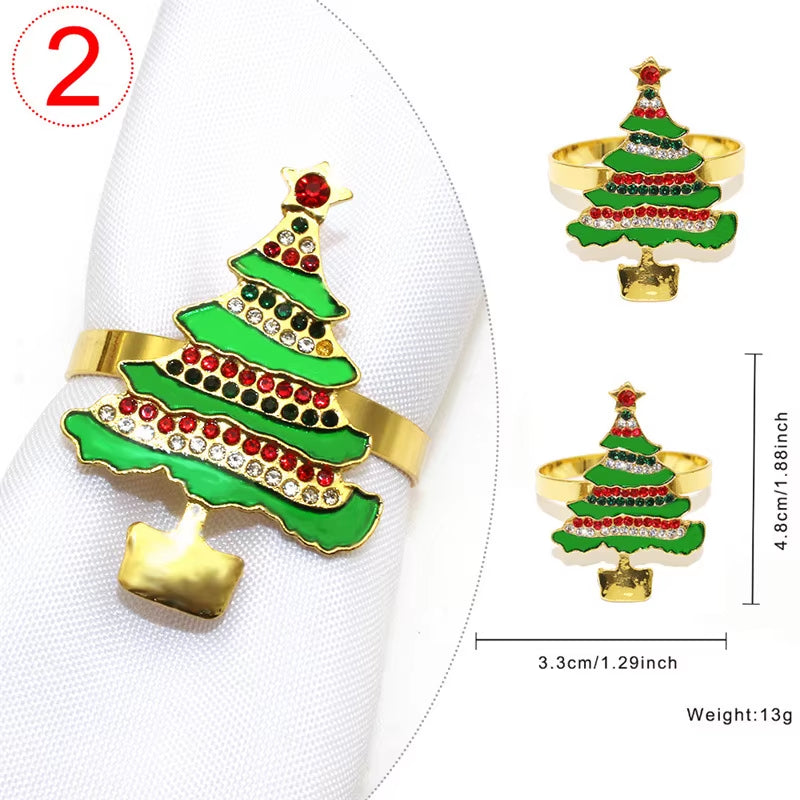 Elegant Gold Christmas Tree Napkin Rings