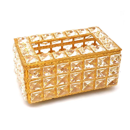 QIAN HU European Style Top Seller Fashion Tissue Box Crystal Rhinestones Home Decoration with Metal Material
