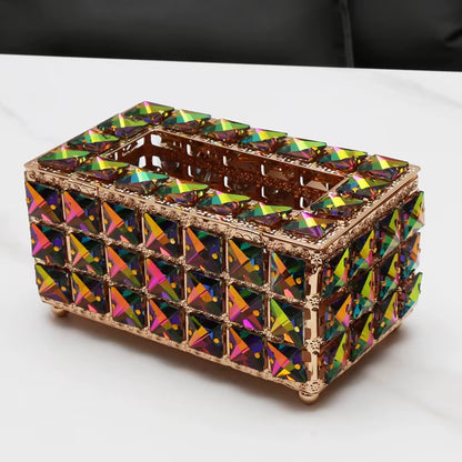QIAN HU European Style Top Seller Fashion Tissue Box Crystal Rhinestones Home Decoration with Metal Material