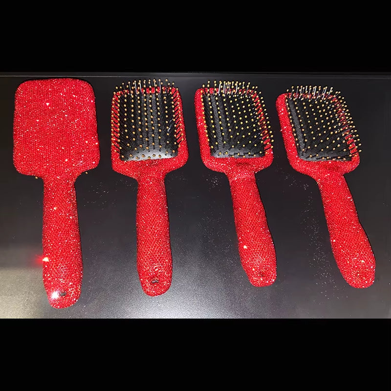 Shiny Bling Bling Diamond Handheld Air Cushion Comb Scalp Massage Detangling Hair Brush Rhinestone Princess Hair Comb