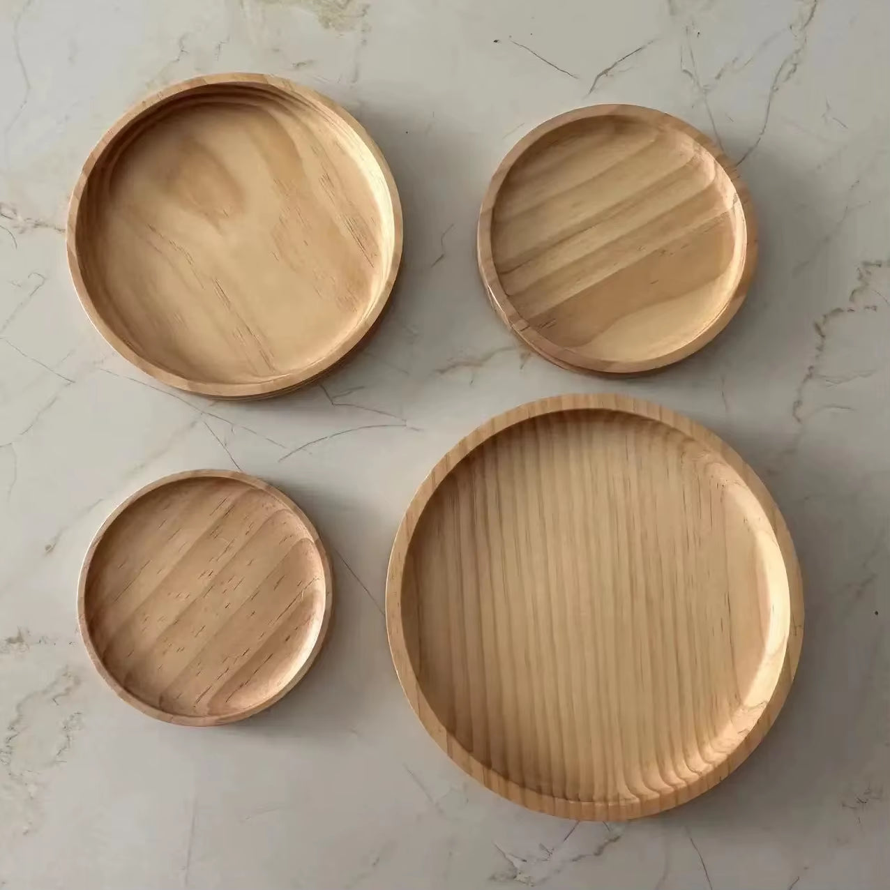 Modern round Bamboo and Wooden Sofa Cutlery Serving Breakfast Trays Factory Price 100Pcs MOQ for Party Occasions