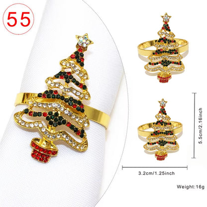 Elegant Gold Christmas Tree Napkin Rings