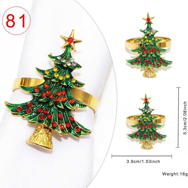 Elegant Gold Christmas Tree Napkin Rings