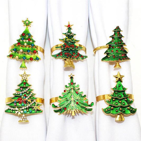 Multi-Color Crystal Christmas Tree Napkin Rings