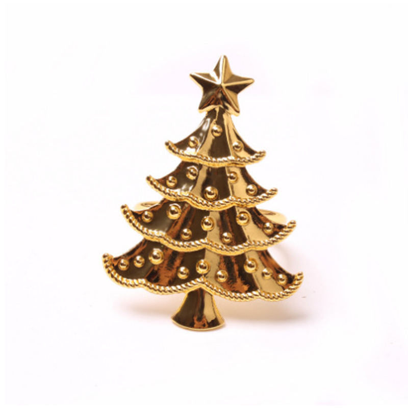 Elegant Gold Christmas Tree Napkin Rings