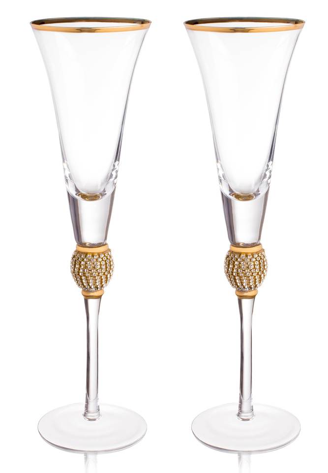 Luxury Diamond Rim Champagne Flutes (Minimum of 10)
