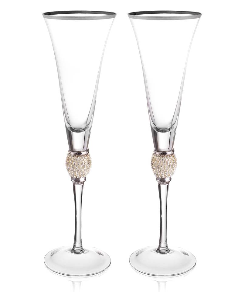 Luxury Diamond Rim Champagne Flutes (Minimum of 10)
