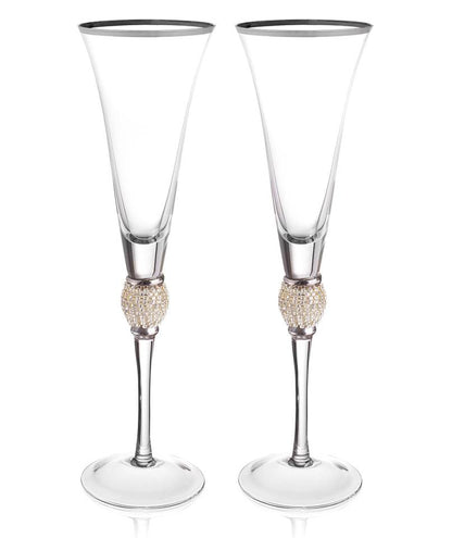 Luxury Diamond Rim Champagne Flutes (Minimum of 10)
