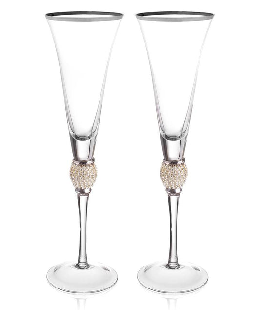 Luxury Diamond Rim Champagne Flutes (Minimum of 10)