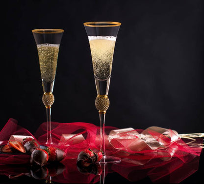 Luxury Diamond Rim Goblet Set Of 5