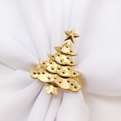 Elegant Gold Christmas Tree Napkin Rings