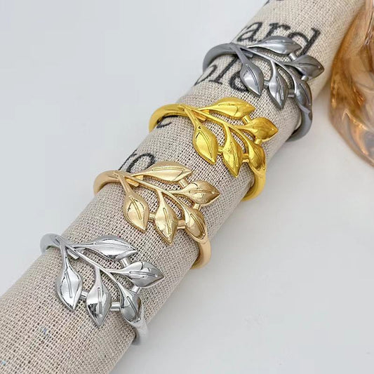 Elegant Leaf Napkin Rings Set