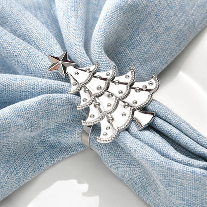 Elegant Gold Christmas Tree Napkin Rings