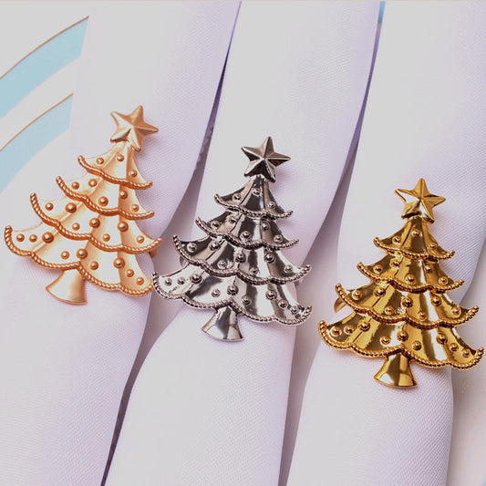 Elegant Gold Christmas Tree Napkin Rings