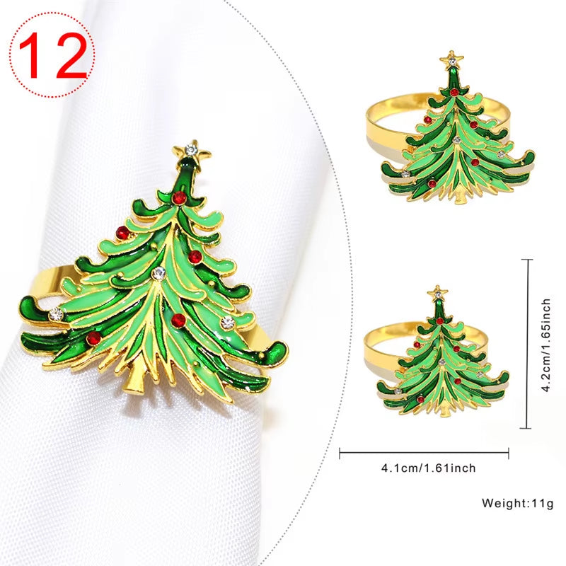 Elegant Gold Christmas Tree Napkin Rings