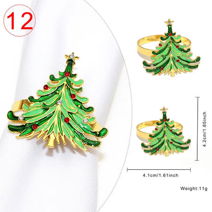 Elegant Gold Christmas Tree Napkin Rings