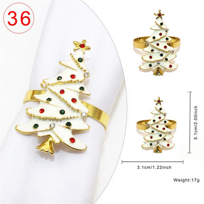 Elegant Gold Christmas Tree Napkin Rings
