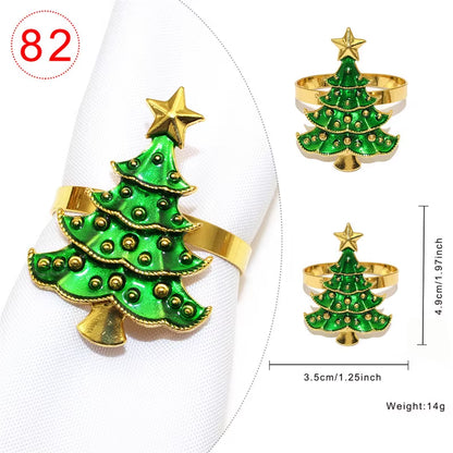 Elegant Gold Christmas Tree Napkin Rings