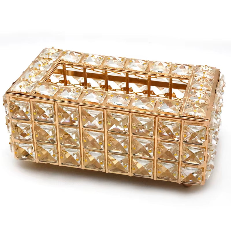 QIAN HU European Style Top Seller Fashion Tissue Box Crystal Rhinestones Home Decoration with Metal Material