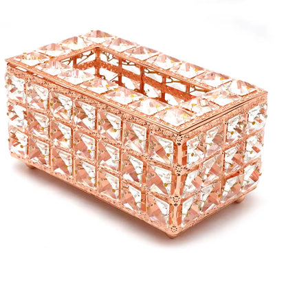 QIAN HU European Style Top Seller Fashion Tissue Box Crystal Rhinestones Home Decoration with Metal Material