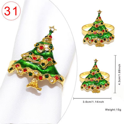 Elegant Gold Christmas Tree Napkin Rings