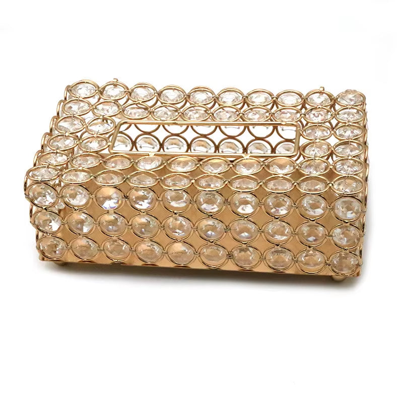 QIAN HU European Style Top Seller Fashion Tissue Box Crystal Rhinestones Home Decoration with Metal Material